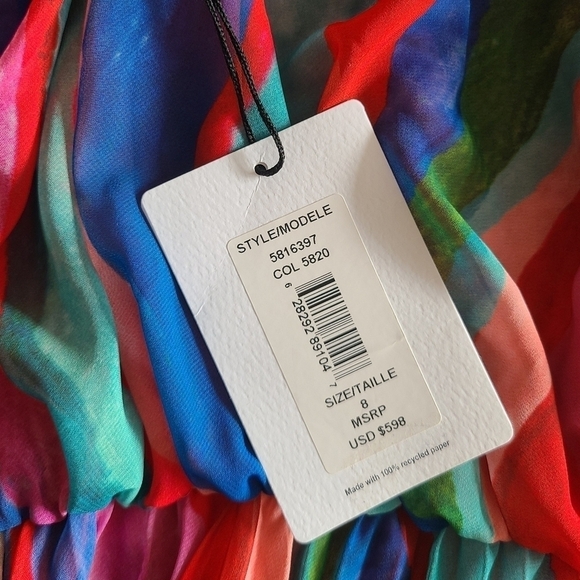 AMUR Luisa Pleated Striped Dress, Multi-Colored, Size 8, NWT - Picture 14 of 16